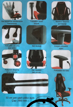 Pilot Fileli Oyun Oyuncu Profesyonel Çalışma İthal Koltuk Playstation Gamer Koltuğu Br