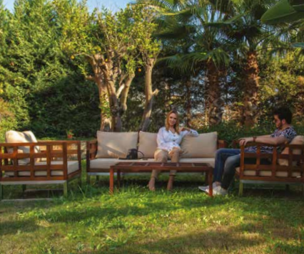 Galya İroko Teak Sofa Garden Bahçe Balkon Koltuk Takımı 3-1-1