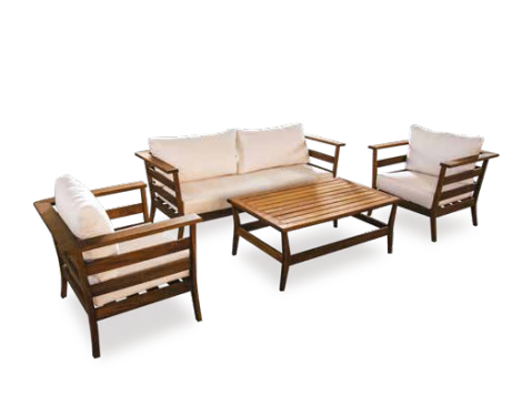 Fly İroko Teak Sofa Garden Bahçe Balkon Koltuk Takımı 2-1-1