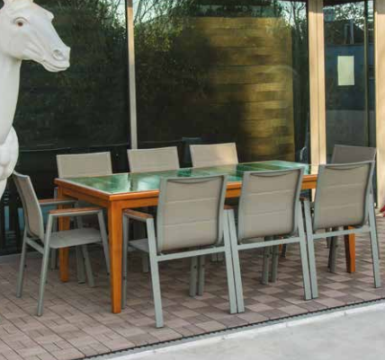 Ceramico İroko Teak Ahşap Seramik Yemek Masası 100-200 cm