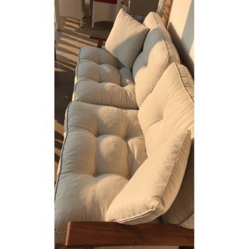 Mevsim İroko Teak Ağacı Bahçe Balkon Takımı 3-1-1-Sehpa-Minder