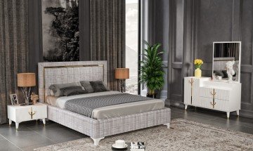 Linda Mdf Retro Bazalı Özel Yatak Odası Takımı Ss