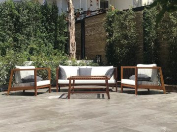 Como İroko Teak Sofa Garden Bahçe Balkon Takımı 2-1-1