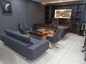 MG Ufo Ledli Vip Makam Doğal Ahşap Ofis Masa Takımı