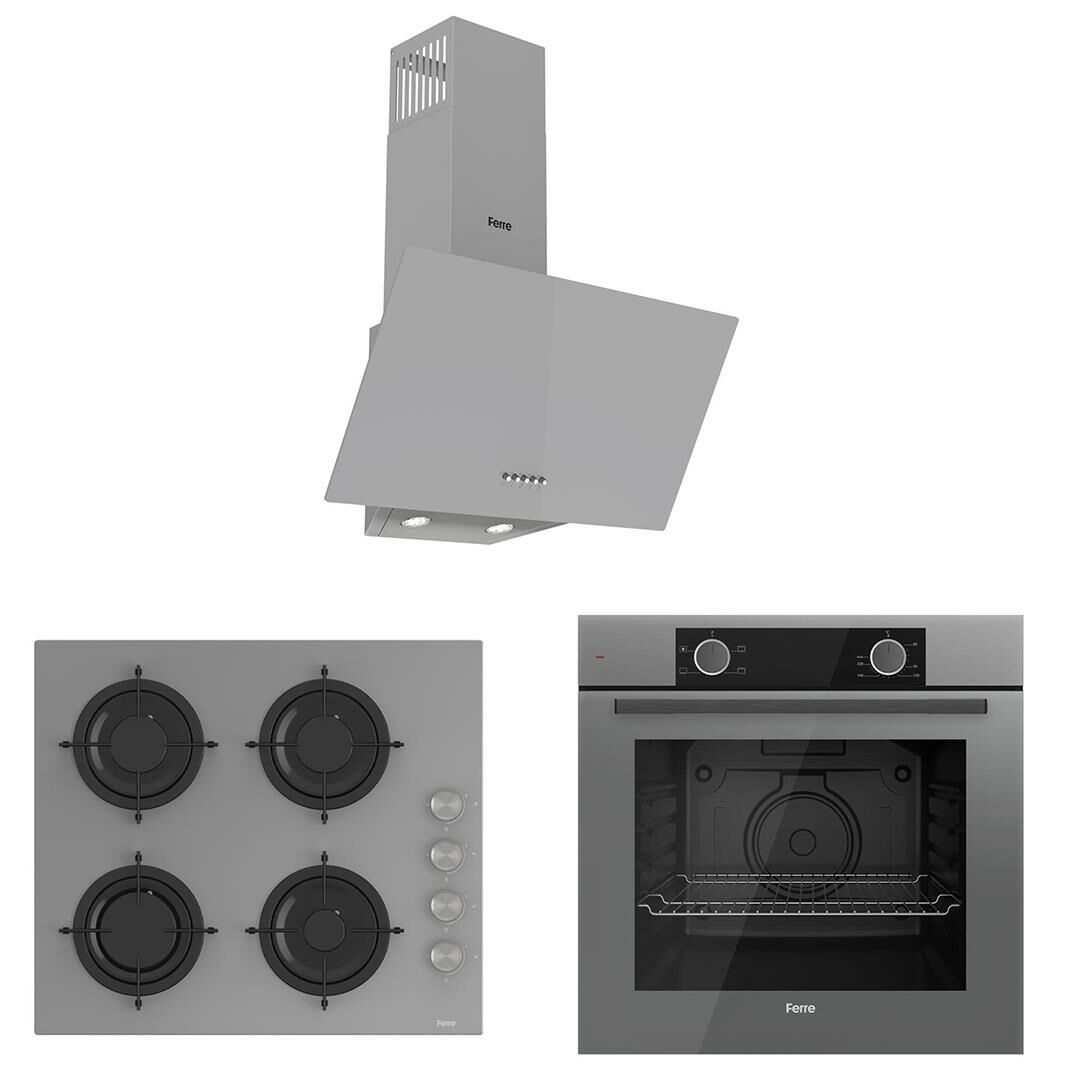 Ferre Pure Cs Serisi Gri Cam Ankastre Set D088 - CS208 - XE61CPR