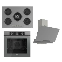 Ferre Flowart Basic Serisi Gri Ankastre Set (rs038+ Xe62cpr + D065 )
