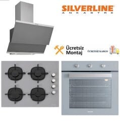 Silverline Ankastre Set Gri Cam BO6503S01 - CS5335S01 - 3420S