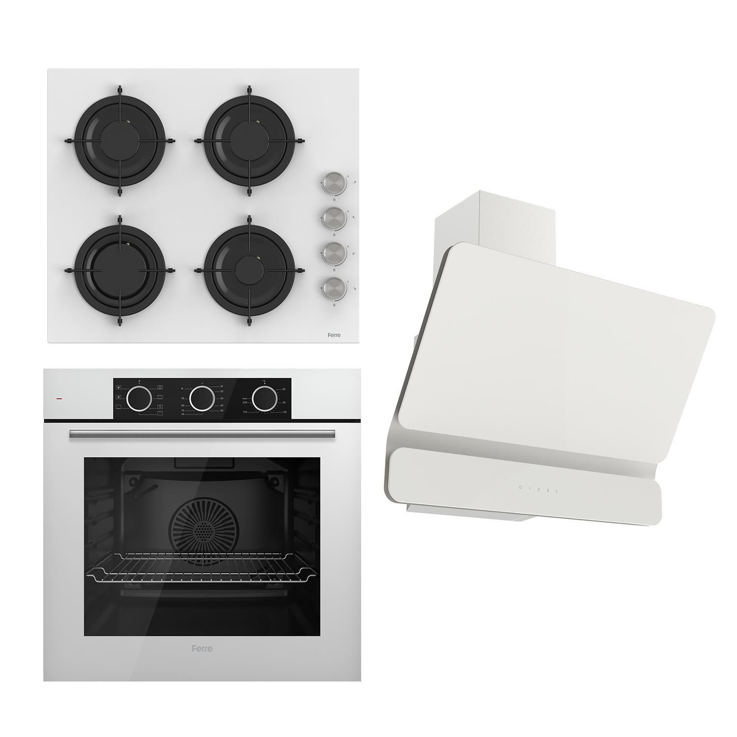 Ferre Flowart Basic Serisi Beyaz Ankastre Set (cs206 + Xe62cb + D081 )
