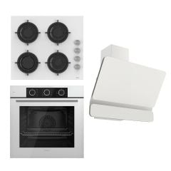 Ferre Flowart Basic Serisi Beyaz Ankastre Set (cs206 + Xe62cb + D081 )