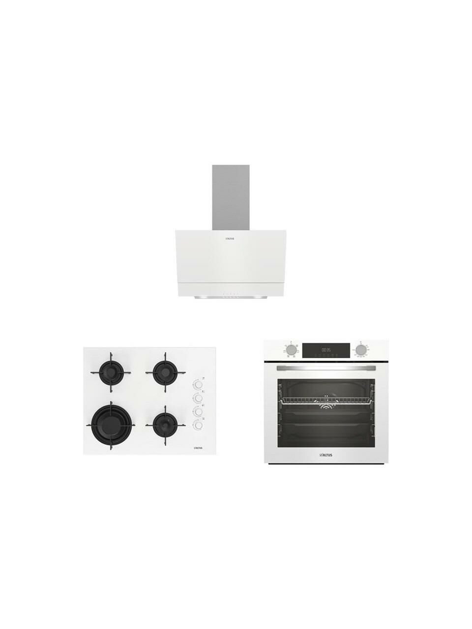 Altus Ala 322 W Fırın 189 Dw Ocak 510 W Davlumbaz Beyaz Ankastre Set