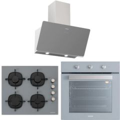 Silverline BO6503S01 - CS5335S01 - 3457 Soho 60 Gri Cam Ankastre Set