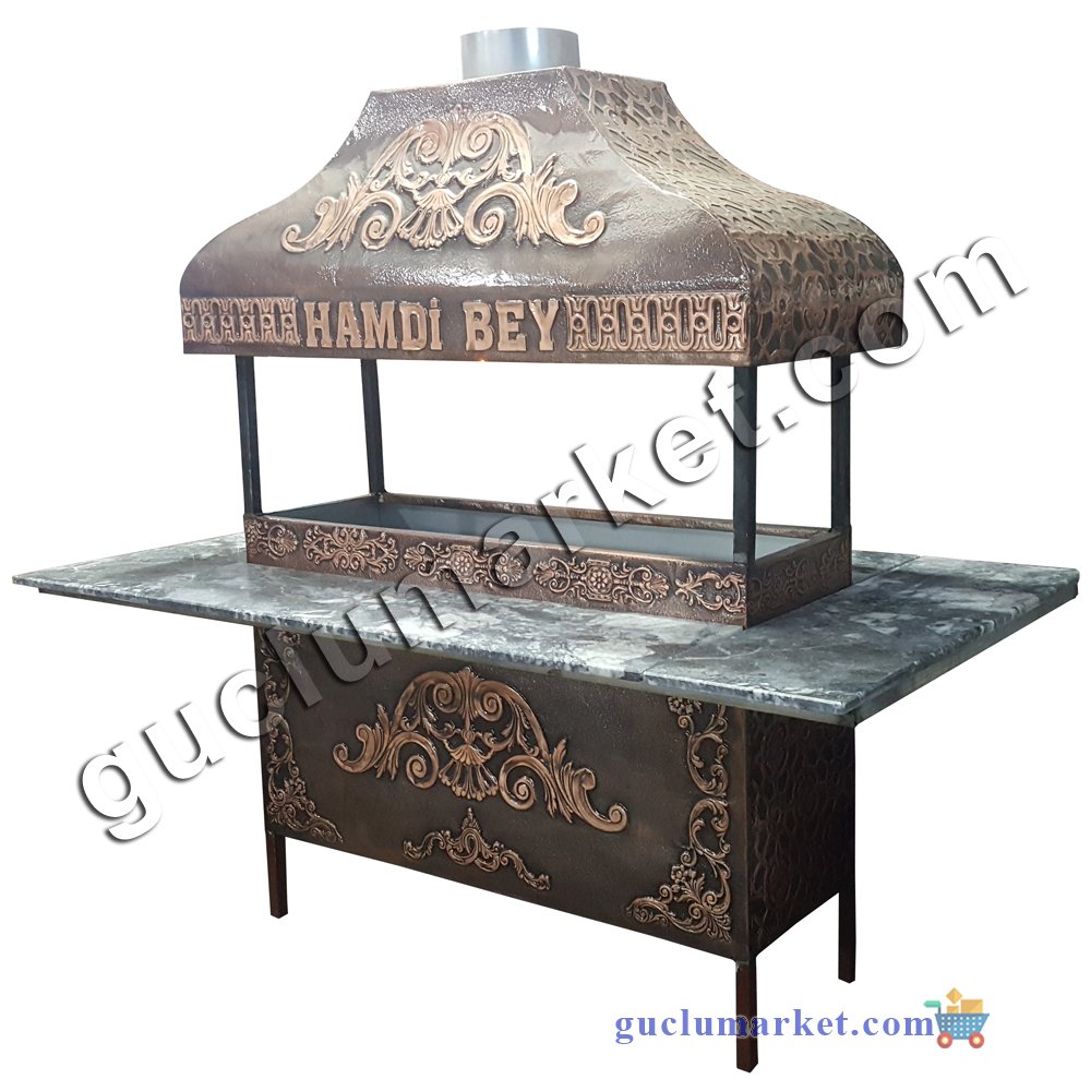 Bakır Ocakbaşı Tezgahlı Model Mangallı Masa