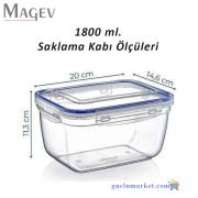 3'lü Saklama Kabı Seti Dikdörtgen - 1800 ml. Contalı Buzdolabı Düzenleyici