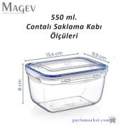 3'lü Contalı Saklama Kabı Seti - 550 ml. Dikdörtgen Buzdolabı Düzenleyici