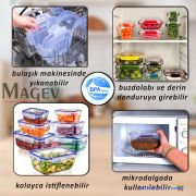 3'lü Contalı Saklama Kabı Seti - 550 ml. Dikdörtgen Buzdolabı Düzenleyici