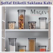 12'li Şeffaf Saklama Kabı Seti - Renkli Etiketli Kare Bakliyat Organizeri 1,75 Litre