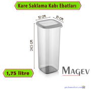 12'li Şeffaf Saklama Kabı Seti - Renkli Etiketli Kare Bakliyat Organizeri 1,75 Litre