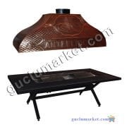 8-10 Kişilik Masa Mangal Davlumbazlı Granit Masalı Mangalbaşı