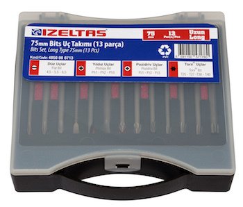 İzeltaş 75 mm Uzun Bits Uç Takımı 13 Parça