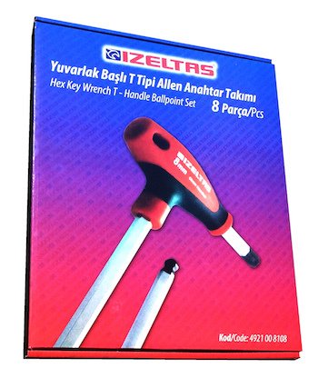 İzeltaş Yuvarlak Başlı T Tipi Allen Anahtar Takımı 8 Parça