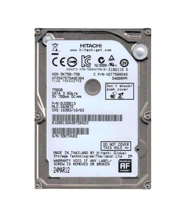 750Gb Hitachi 2,5'' Notebook Harddisk Yenilenmiş
