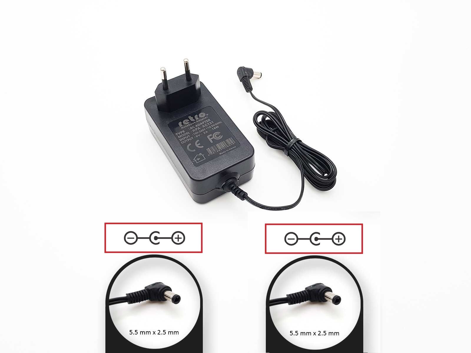 9V 15000mA (1.5A) 13.5W 5.5x2.5 mm Adaptör