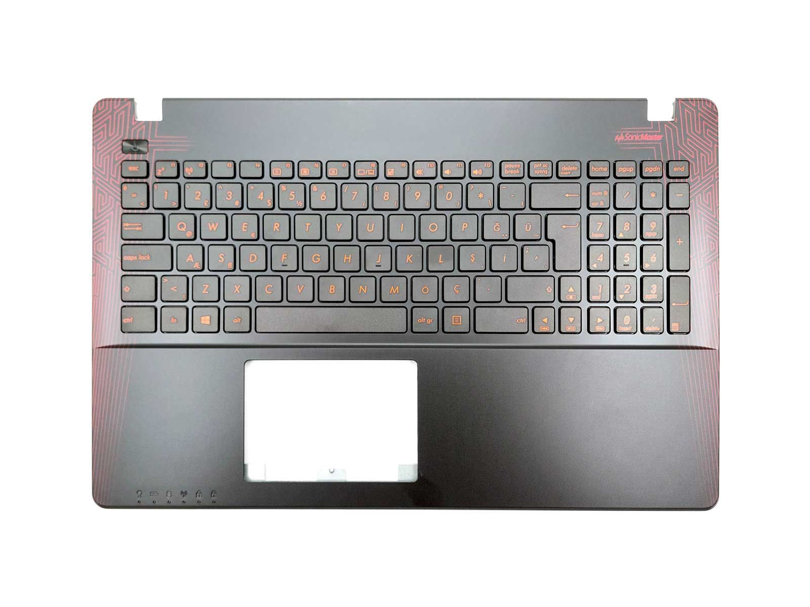 Asus X550J Notebook Klavye - Tuş Takımı / Siyah - TR - Siyah Üst Kasa - Kırmızı Harfli