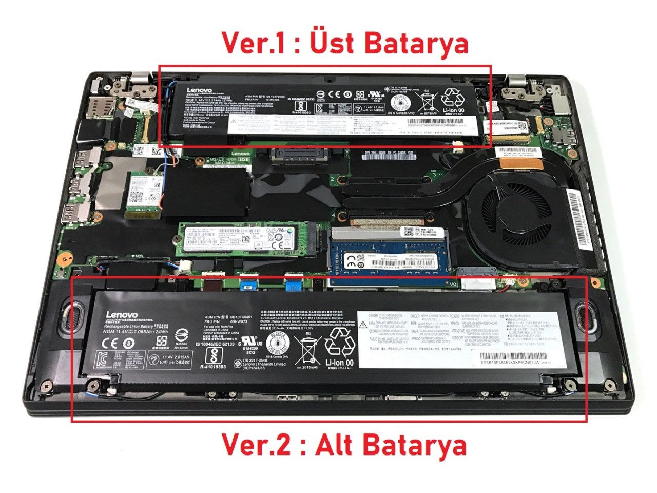 RETRO Lenovo ThinkPad T460s, T470s Notebook Bataryası - Ver.2 (Alt)