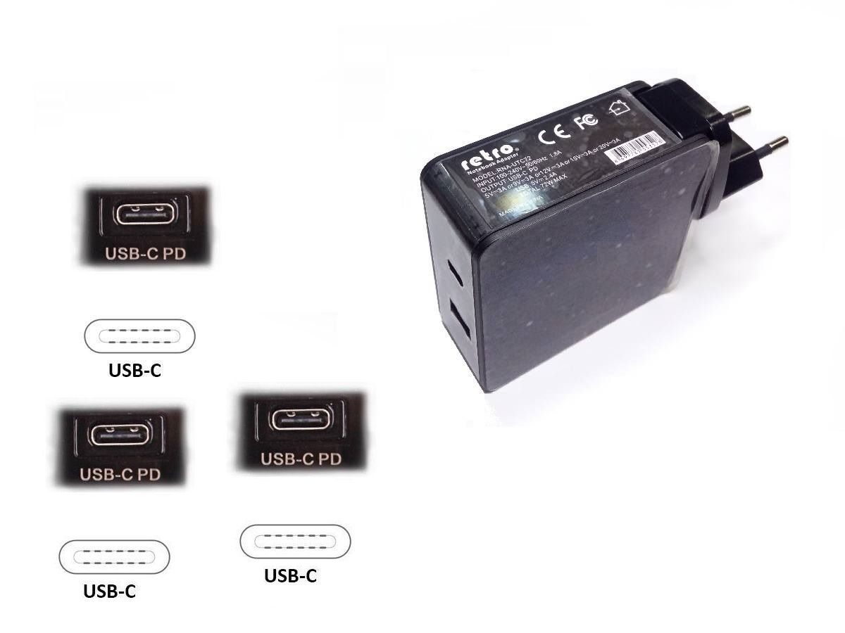 Apple MacBook Pro A1989 (2019) Notebook Adaptör - Şarj Cihazı / RETRO - 2-in-1 USB ve USB-C