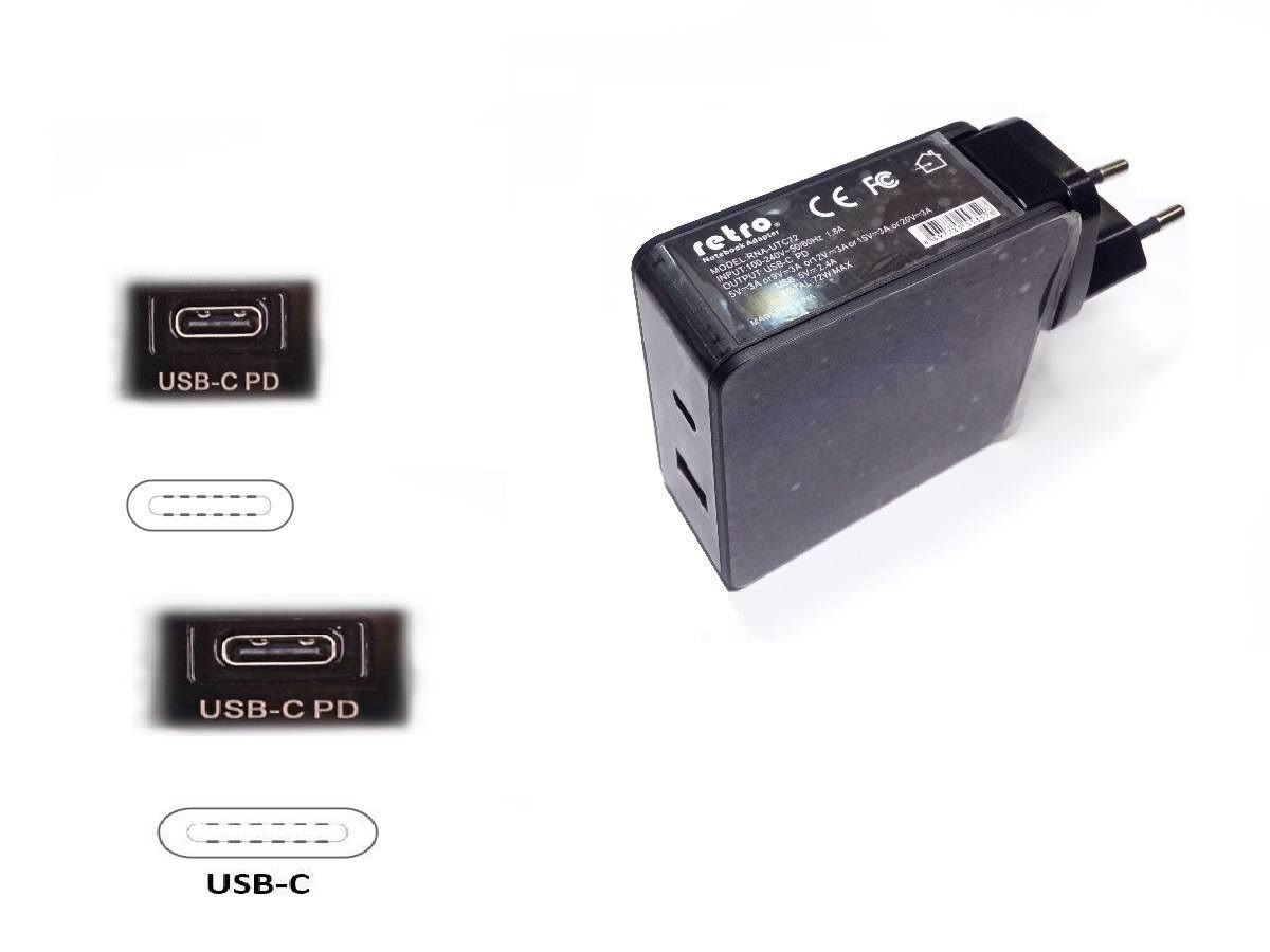 Apple MacBook Pro A1708 (2016) Notebook Adaptör - Şarj Cihazı / RETRO - 2-in-1 USB ve USB-C