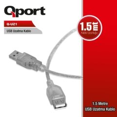 Qport  Q-UZ1 1,5M USB 2.0  Uzatma Kablosu