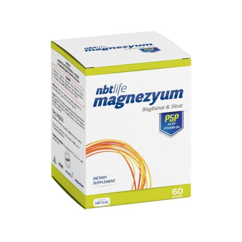 NBT Life Magnezyum ve P5P(Vitamin B6) 60 Kapsül Evde Eczane
