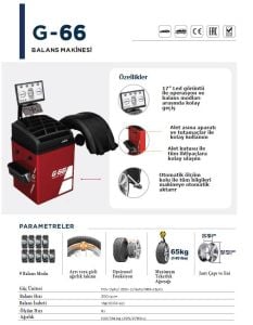 UNITE G-66 Performans Sabit Balans Lazer/Oto Kilit/ 19''LCD Ekran/Aydinlatma 220V