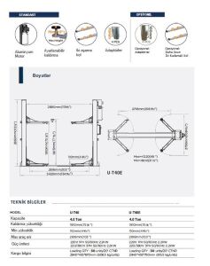 U-T40 UNITE 2 SÜTUNLU LIFT 4 TON 380V (TEK SUTUN)