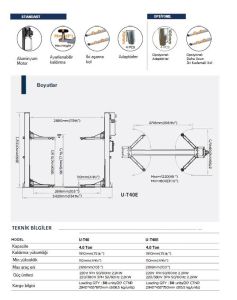 U-T40 UNITE 2 SÜTUNLU LIFT 4 TON 380V (TEK SUTUN)