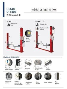 U-T40E UNITE 2 SÜTUNLU LIFT 4 TON ELEKTRIKLI KILITLEME 380V  (TEK SUTUN)
