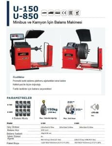 UNITE U-150 Agir Vasita Sabit Balans Pnömatik Lift Dijital Ekran 220V