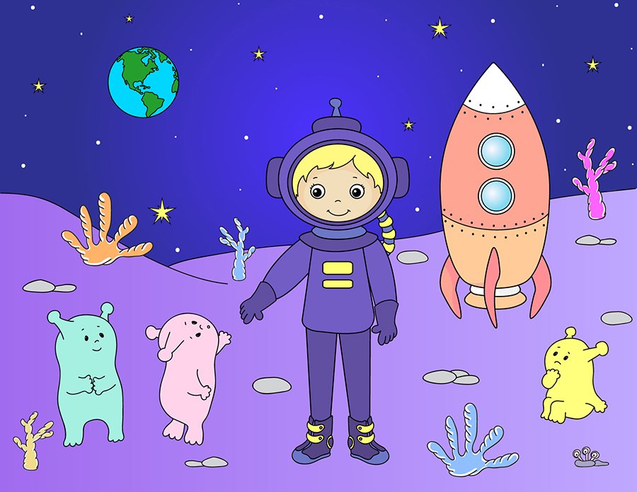 Mor Astronot ve Uzay Sayılarla Boyama Seti