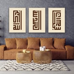 Sübhanallah Elhamdülillah Allahu Ekber Kufi Hat İle Yazılı Kanvas Tablo