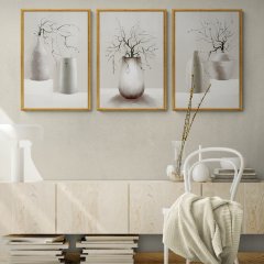 Dekoratif Çiçekler Çerçeveli Ahşap Tablo