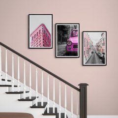 Ahşap Çerçeveli Tablo Seti Pembe