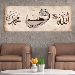 Vav, Allah cc ve Muhammed as Yazılı Kanvas Tablo