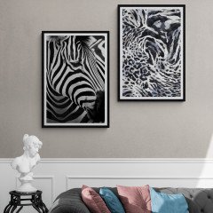 Zebra Çerçeveli Ahşap Tablo Seti