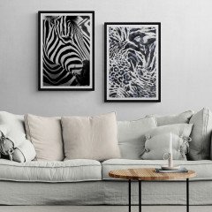 Zebra Çerçeveli Ahşap Tablo Seti