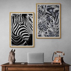 Zebra Çerçeveli Ahşap Tablo Seti