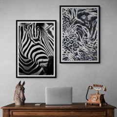 Zebra Çerçeveli Ahşap Tablo Seti