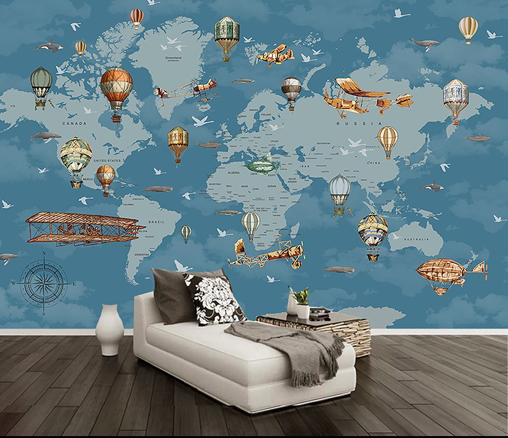 Çocuk Odası Dünya Haritası Duvar Kağıdı  - PK10012182