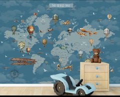 Çocuk Odası Dünya Haritası Duvar Kağıdı  - PK10012182