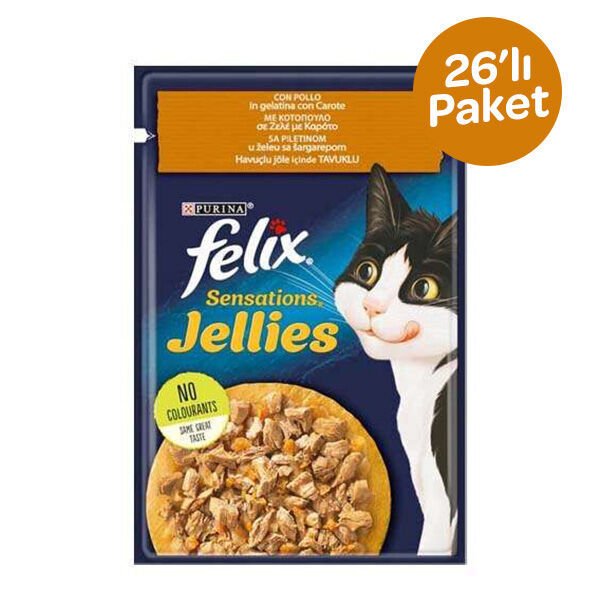 Felix Sensation Tavuk Etli & Havuçlu Kedi Yaş Maması 85 gr x 26 Adet