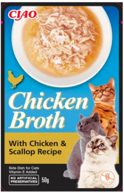 CIAO Broth Tavuk Sulu ve Deniz Taraklı Kedi Çorbası 50gr